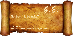 Gaier Elemér névjegykártya
